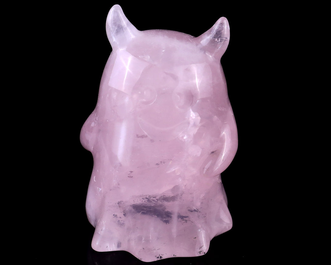 3.0” Natural Rose Quartz Hand Carved Crystal Ghost Sculpture, Halloween Gift crysvibe