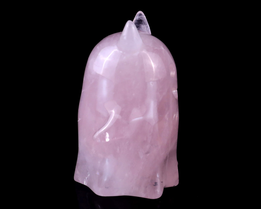 3.0” Natural Rose Quartz Hand Carved Crystal Ghost Sculpture, Halloween Gift crysvibe