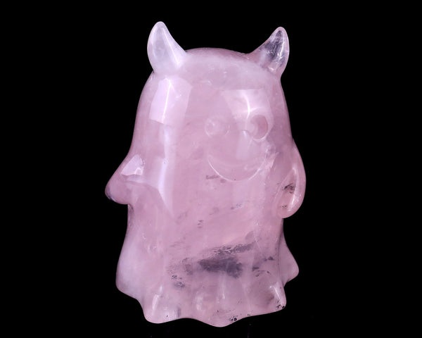 3.0” Natural Rose Quartz Hand Carved Crystal Ghost Sculpture, Halloween Gift crysvibe