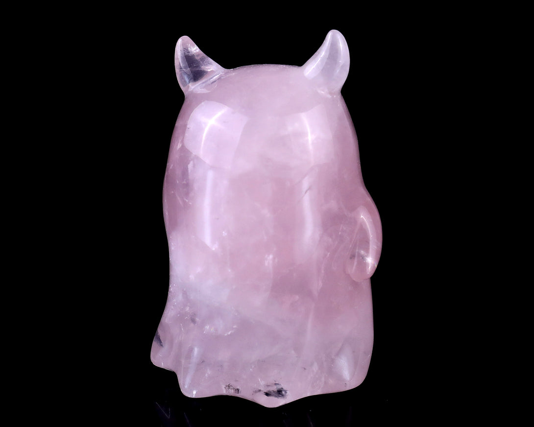 3.0” Natural Rose Quartz Hand Carved Crystal Ghost Sculpture, Halloween Gift crysvibe