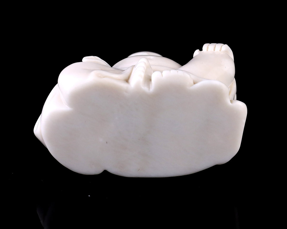 3.0” Natural White Jade Hand Carved Crystal Buddha Sculpture crysvibe