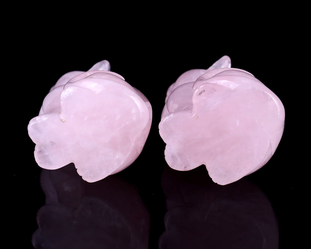 3.0" Rose Quartz Hand Carved Crystal Cat Sculpture crysvibe