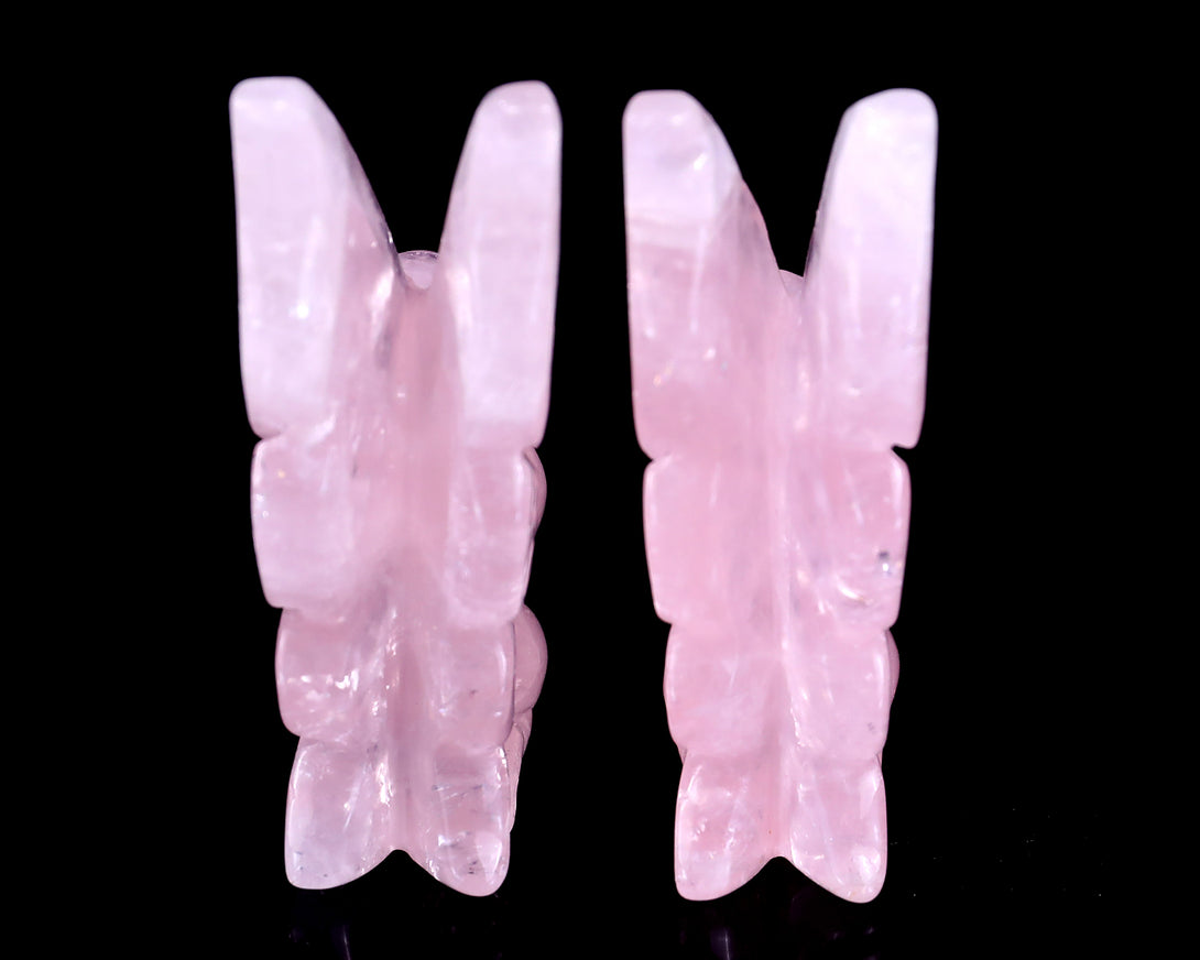 3.0" Rose Quartz Hand Carved Crystal Flower Faerie Sculpture crysvibe