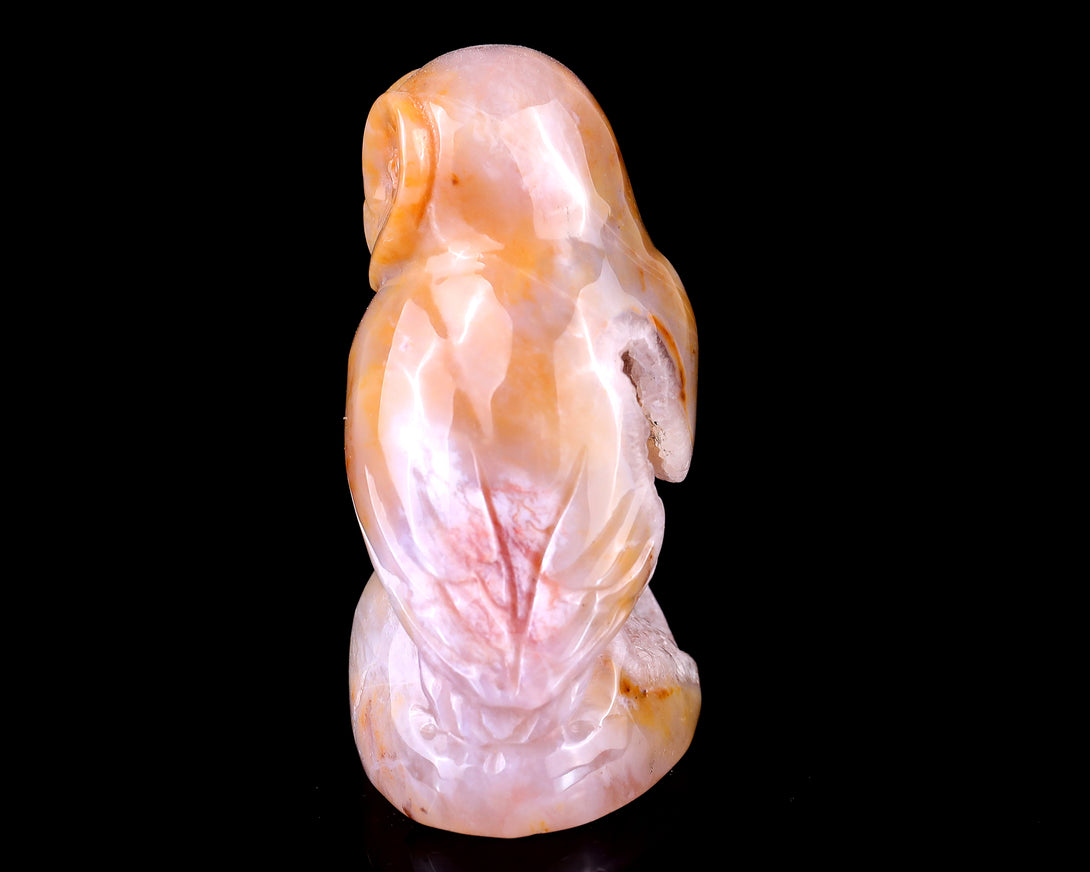 3.1" Chalcedony Hand Carved Crystal Owl Sculpture crysvibe