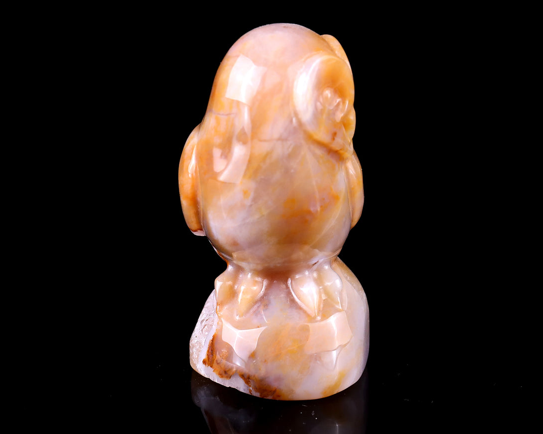 3.1" Chalcedony Hand Carved Crystal Owl Sculpture crysvibe