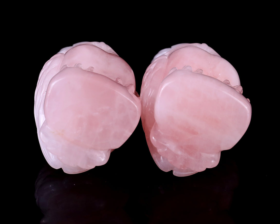 3.1" Rose Quartz Hand Carved Crystal Owl Sculpture crysvibe