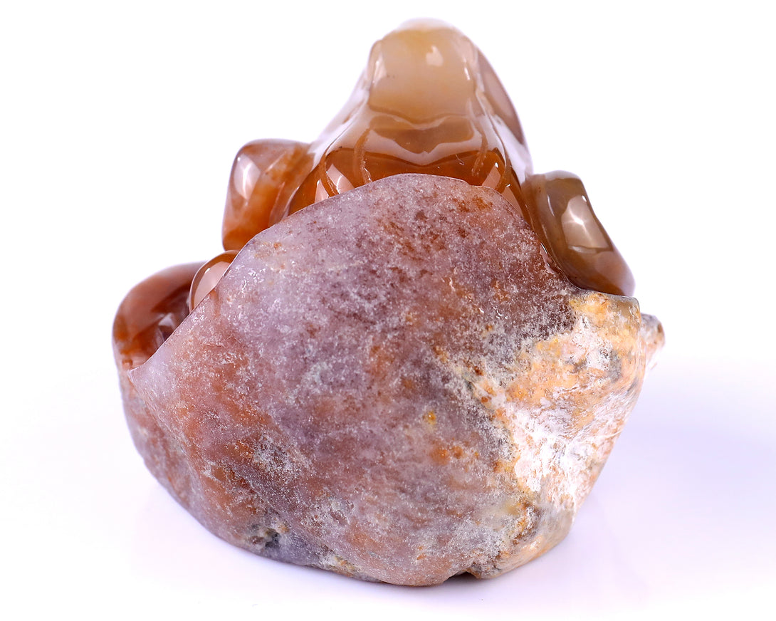 3.2" Chalcedony Hand Carved Crystal Frog Sculpture crysvibe