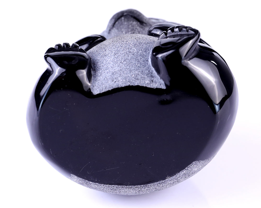 3.3" Black Obsidian Hand Carved Crystal Panda Sculpture crysvibe