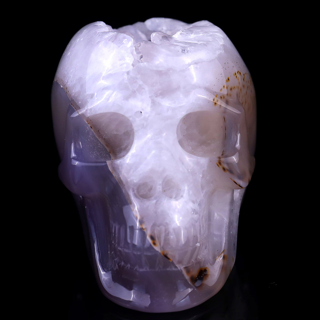 3.4" Geode Agate Hand Carved Crystal Geode Skull Sculpture crysvibe