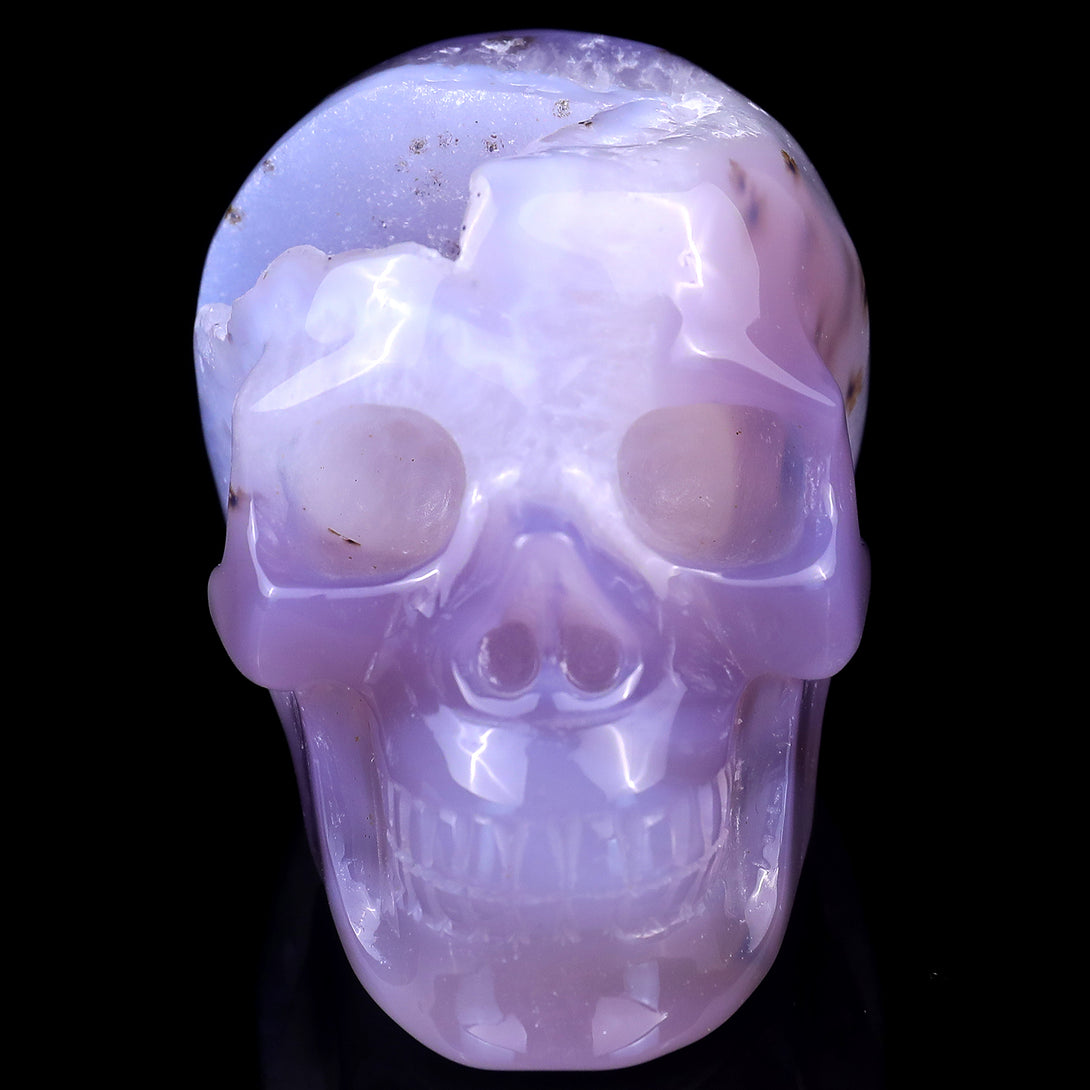 3.4" Geode Agate Hand Carved Crystal Geode Skull Sculpture crysvibe