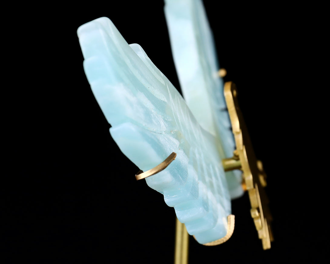 3.5" Amazonite Hand Carved Crystal Eagle Wings Sculpture crysvibe