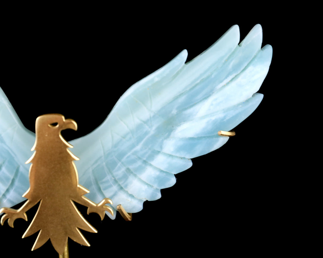 3.5" Amazonite Hand Carved Crystal Eagle Wings Sculpture crysvibe