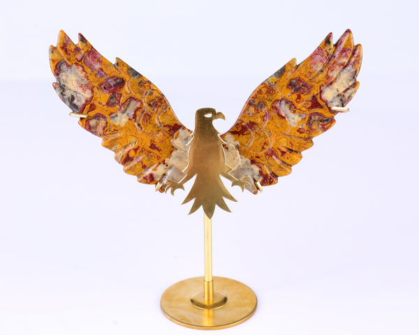 3.5" Crazy Lace Agate Hand Carved Crystal Eagle Wings Sculpture crysvibe