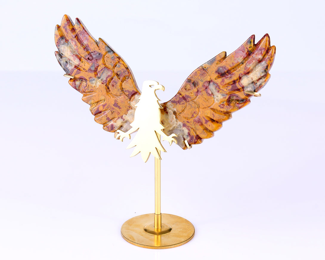 3.5" Crazy Lace Agate Hand Carved Crystal Eagle Wings Sculpture crysvibe