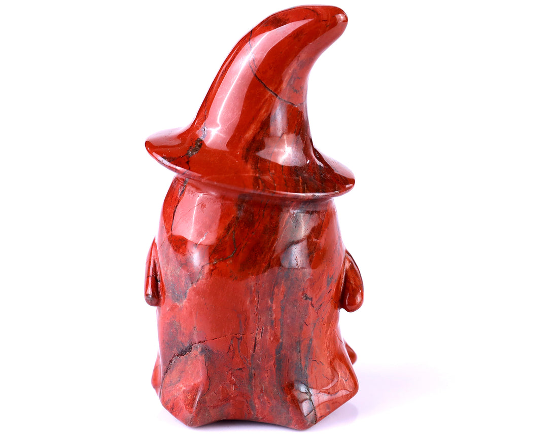 3.6” Natural Red Jasper Hand Carved Crystal Wizard Ghost Sculpture, Halloween Gift crysvibe