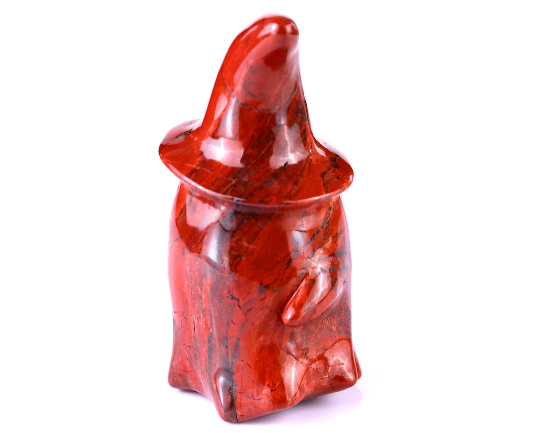 3.6” Natural Red Jasper Hand Carved Crystal Wizard Ghost Sculpture, Halloween Gift crysvibe