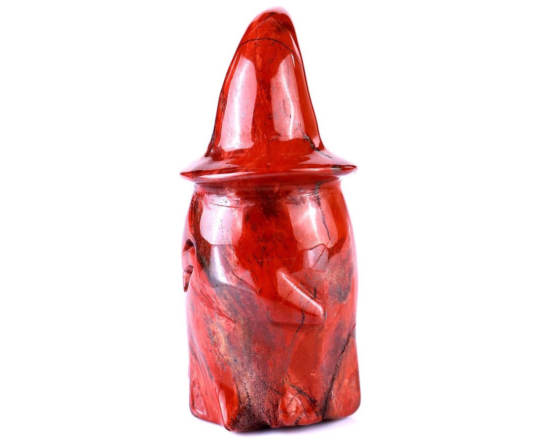 3.6” Natural Red Jasper Hand Carved Crystal Wizard Ghost Sculpture, Halloween Gift crysvibe