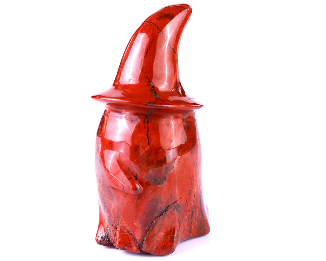 3.6” Natural Red Jasper Hand Carved Crystal Wizard Ghost Sculpture, Halloween Gift crysvibe