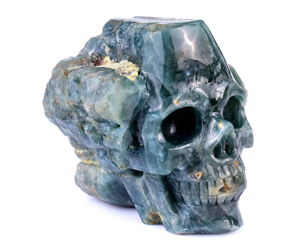 3.7" Blue Apatite Hand Carved Mineral Specimen Skull Sculpture crysvibe