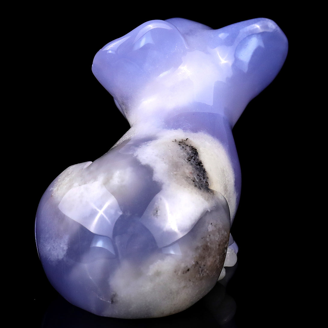 3.7" Blue Chalcedony Hand Carved Crystal Koala Sculpture crysvibe