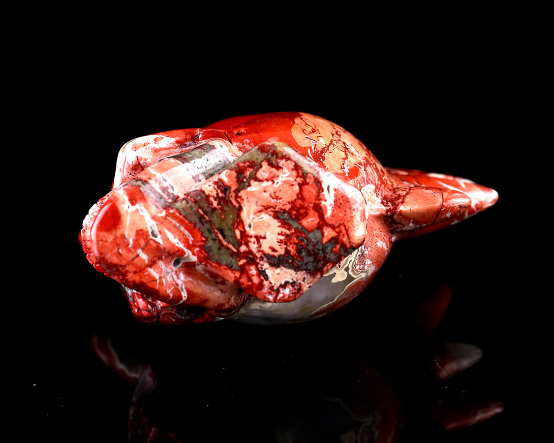 3.7" Red Jasper Hand Carved Crystal Realistic Punk Skull Sculpture crysvibe