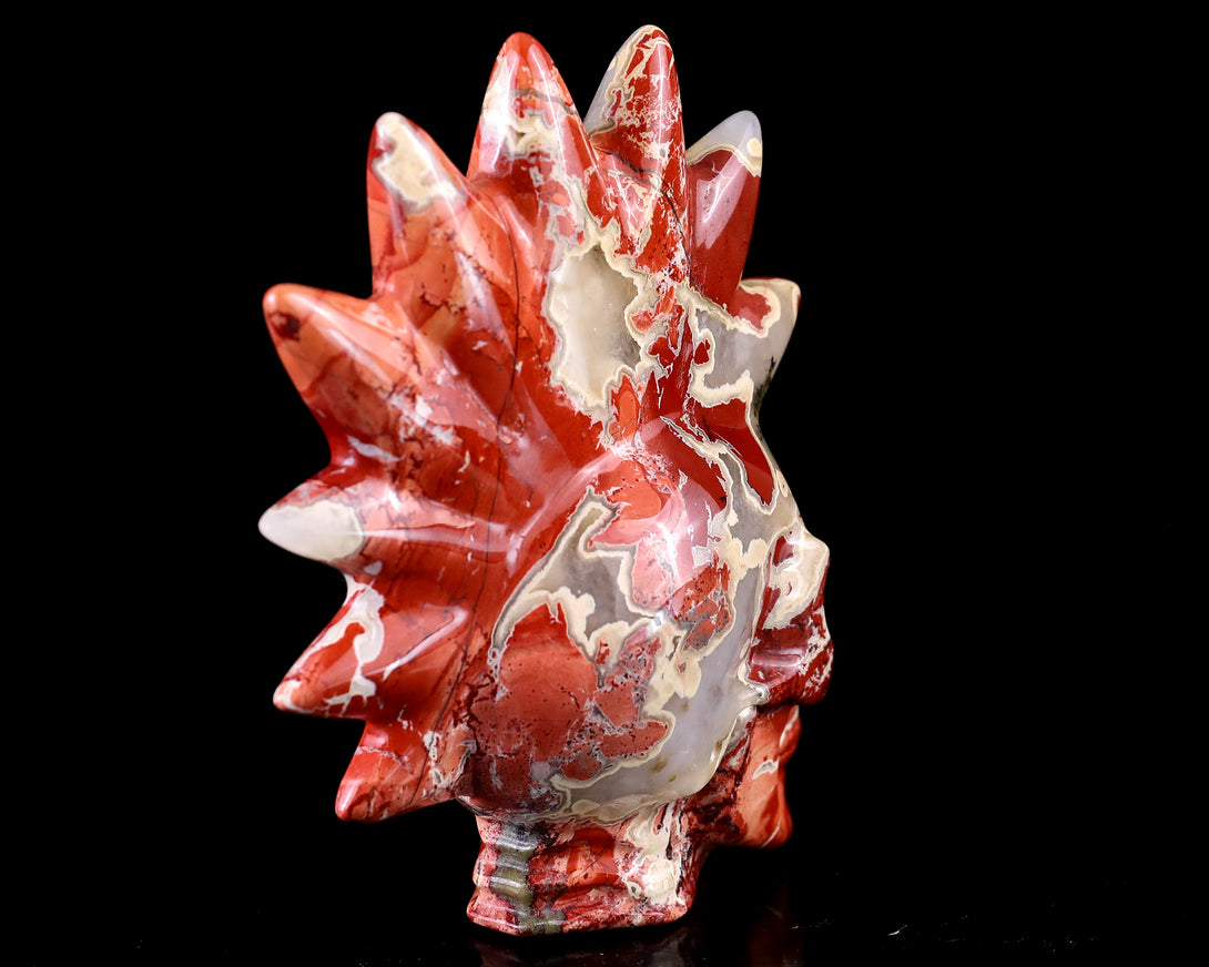 3.7" Red Jasper Hand Carved Crystal Realistic Punk Skull Sculpture crysvibe