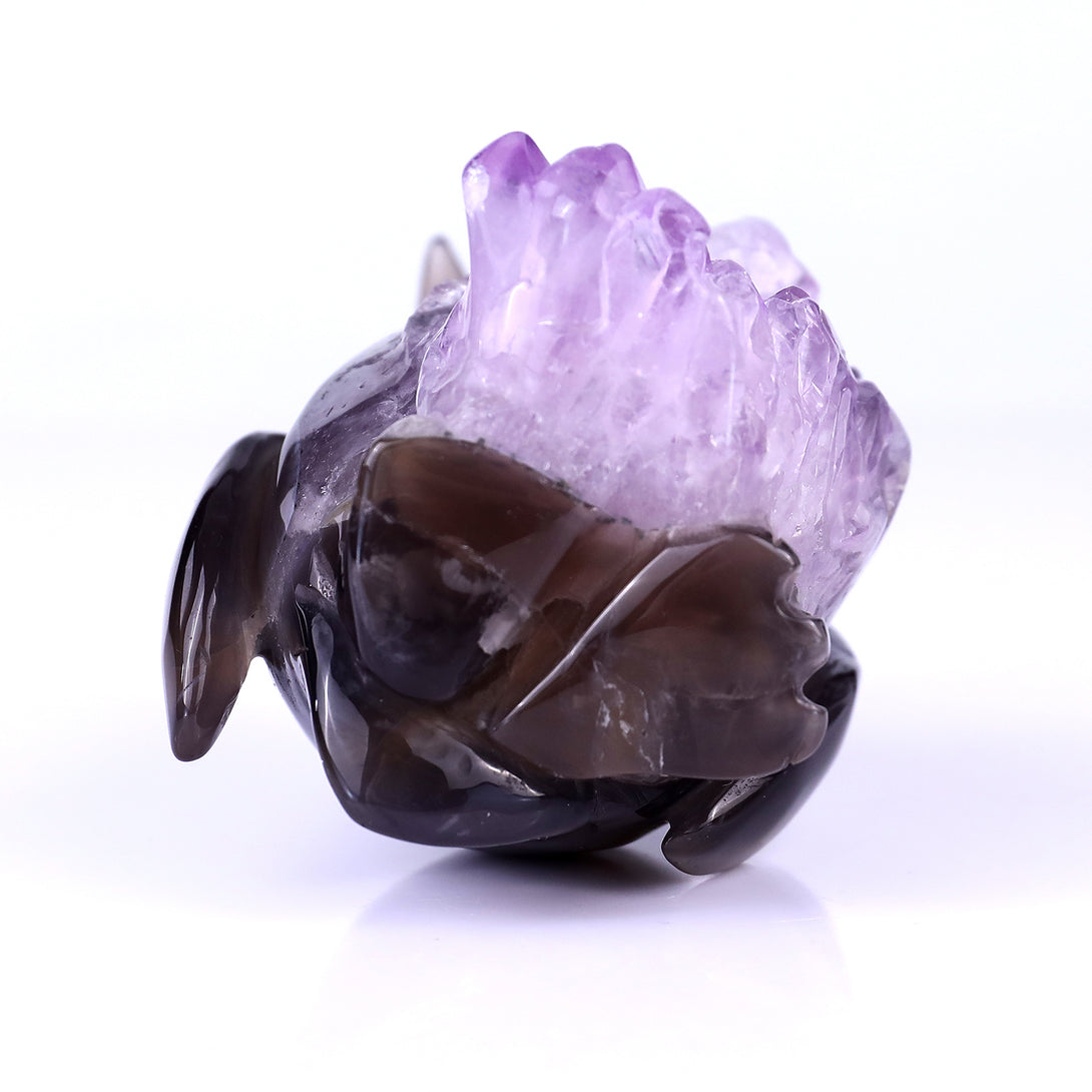 3.9" Amethyst Druse Agate Hand Carved Crystal Penguin Sculpture crysvibe