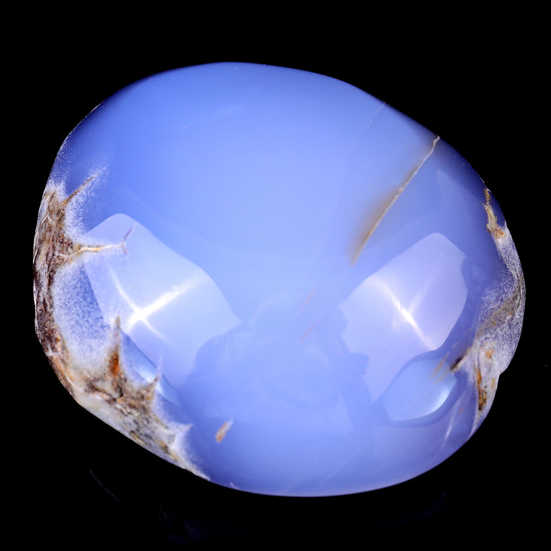 3.9" Blue Chalcedony Hand Carved Crystal Bowl crysvibe