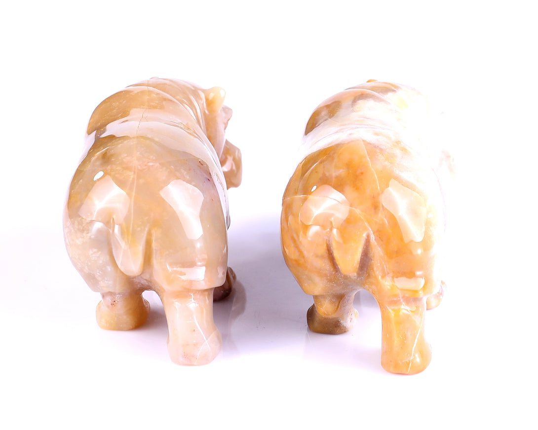 3.9" Chalcedony Hand Carved Crystal Hippo Sculpture crysvibe