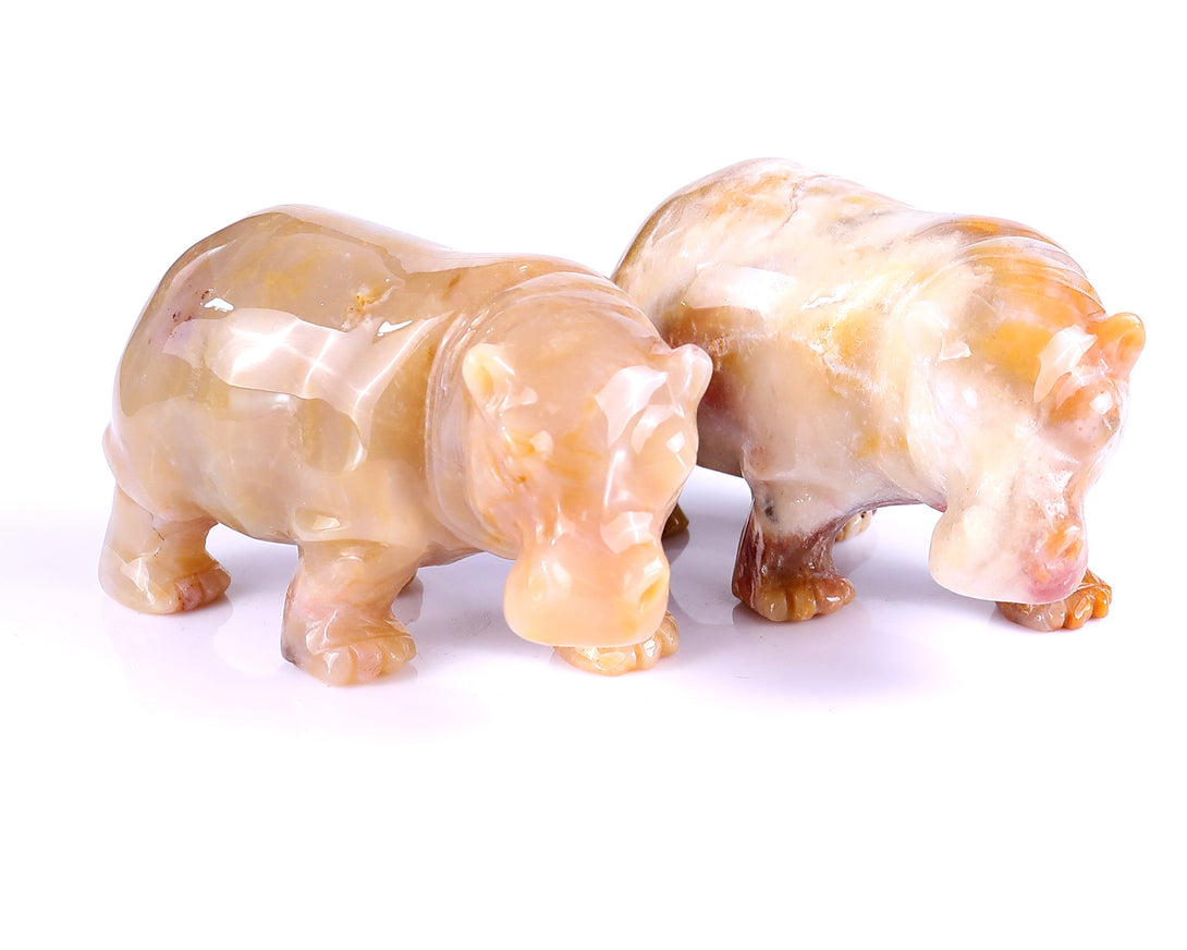 3.9" Chalcedony Hand Carved Crystal Hippo Sculpture crysvibe