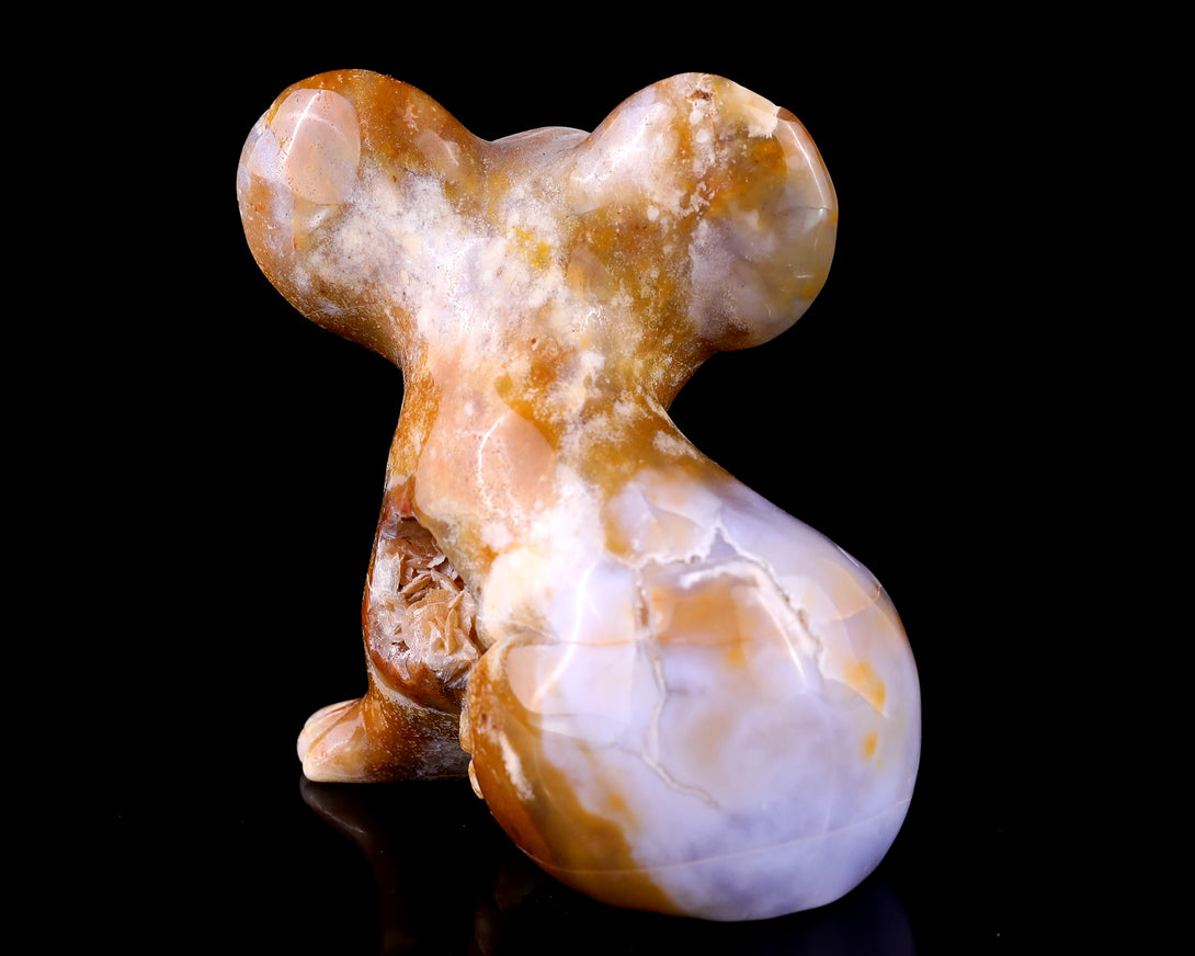 3.9" Chalcedony Hand Carved Crystal Koala Sculpture crysvibe