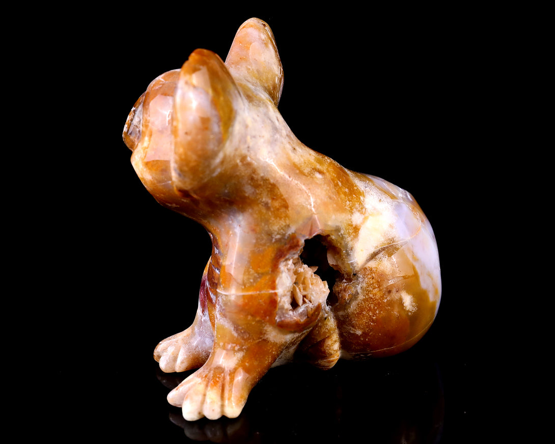 3.9" Chalcedony Hand Carved Crystal Koala Sculpture crysvibe