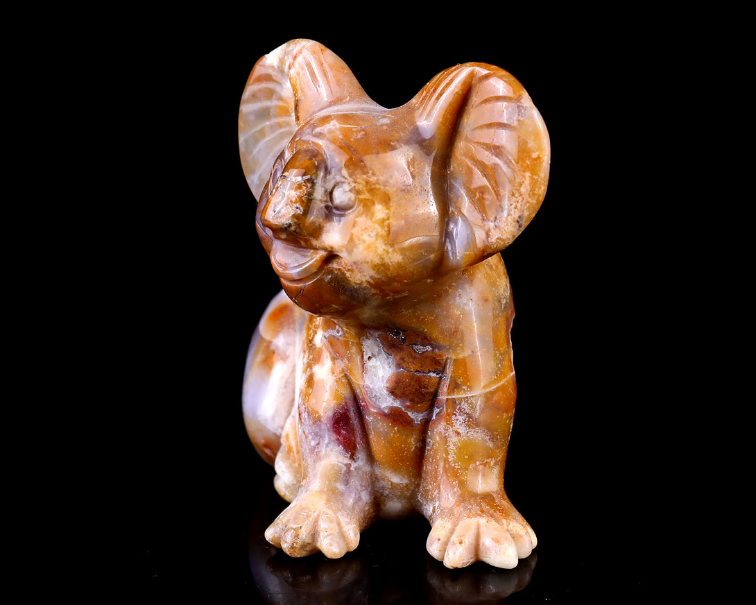 3.9" Chalcedony Hand Carved Crystal Koala Sculpture crysvibe