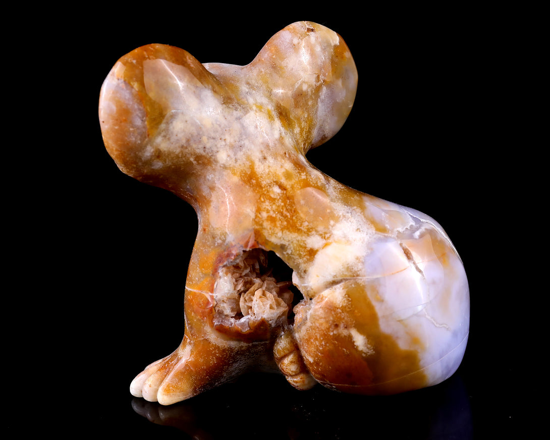 3.9" Chalcedony Hand Carved Crystal Koala Sculpture crysvibe