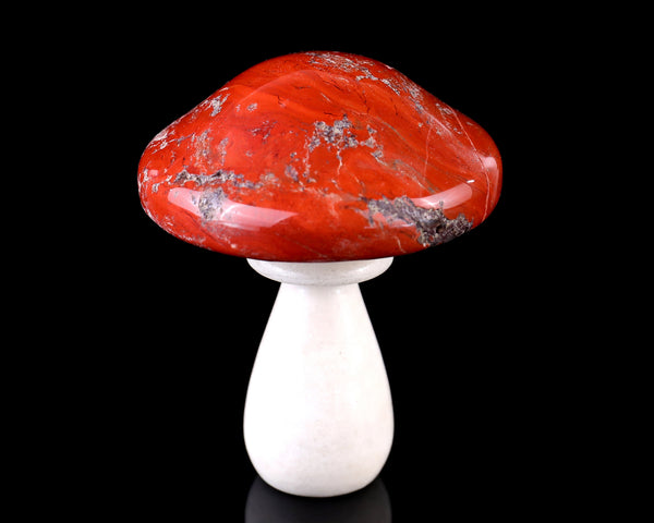 70mm Red Jasper Hand Carved Crystal Mushrooms Sculpture