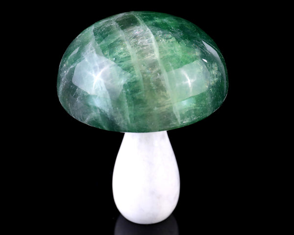 80mm Fluorite Hand Carved Crystal Mushrooms Sculpture