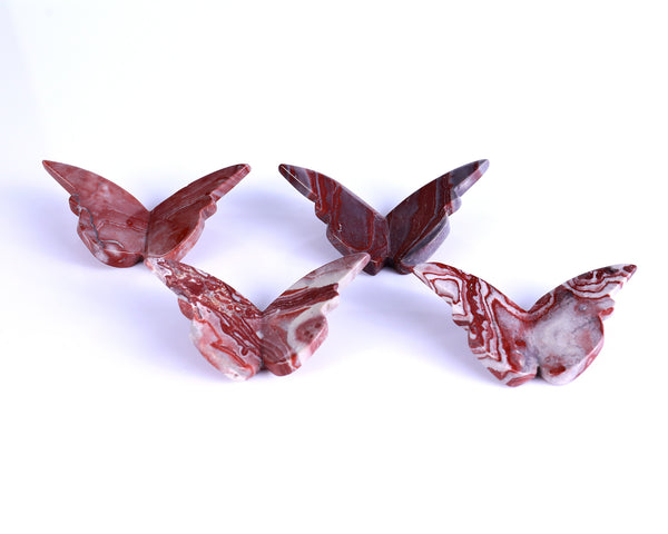 Natural Rainbow Jasper Hand Carved Crystal Butterfly Set(4pcs)