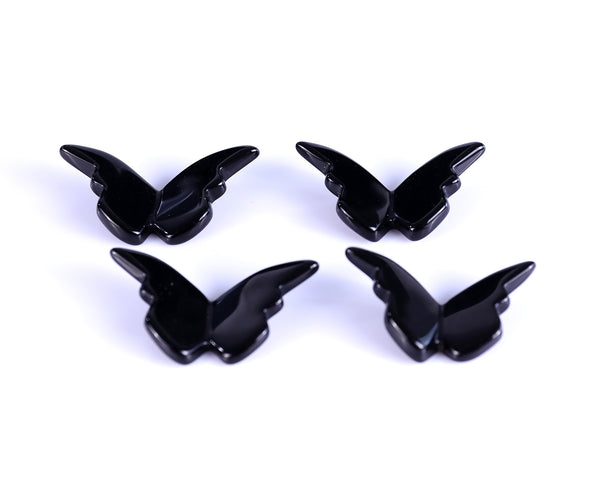 Natural Black Obsidian Hand Carved Crystal Butterfly Set(4pcs)