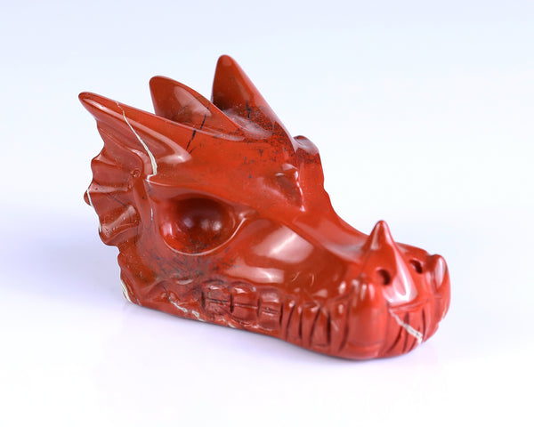 3.0" Red Jasper Hand Carved Crystal Dragon Skull Sculpture