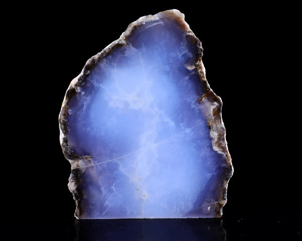 4.6" Blue Chalcedony Hand Carved Crystal Slice Sculpture