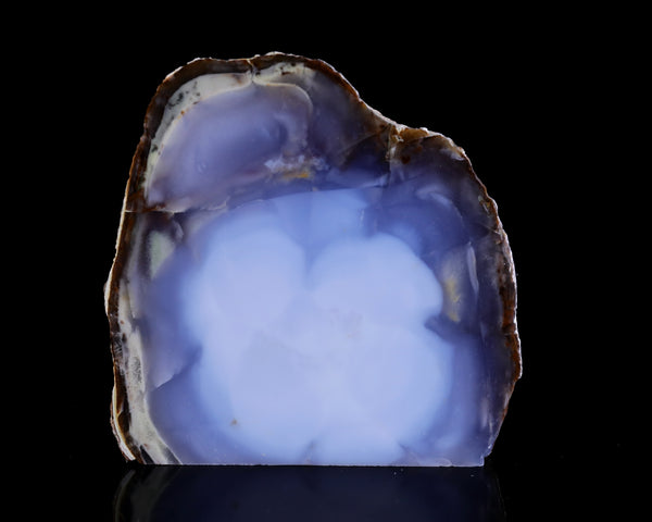 4.7" Blue Chalcedony Hand Carved Crystal Slice Sculpture