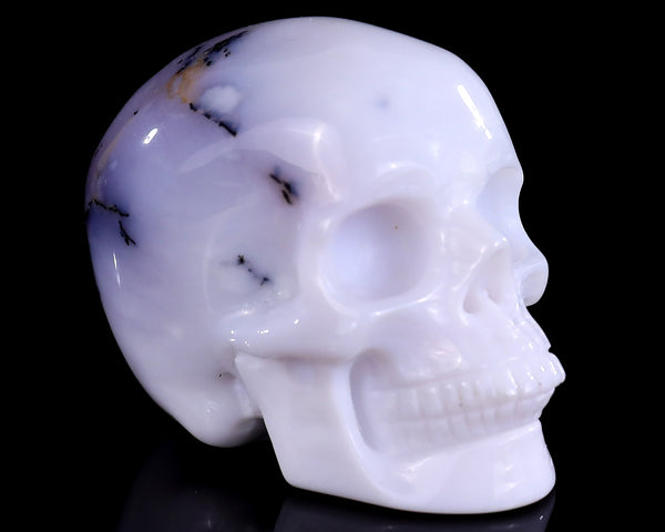 2.2" White Opal Hand Carved Crystal Realistic Skull Sculpture