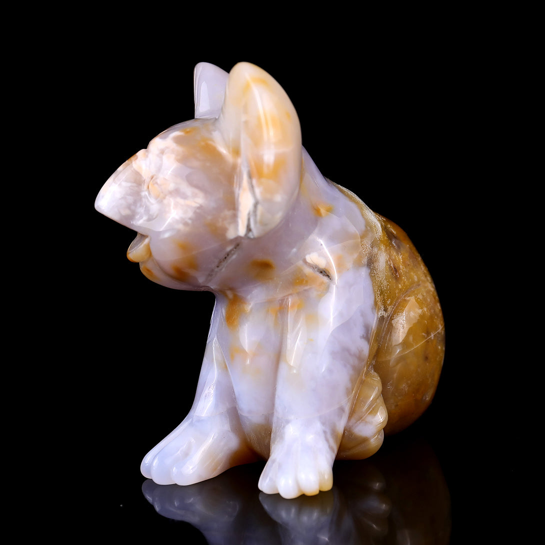 4.0" Chalcedony Hand Carved Crystal Koala Sculpture crysvibe