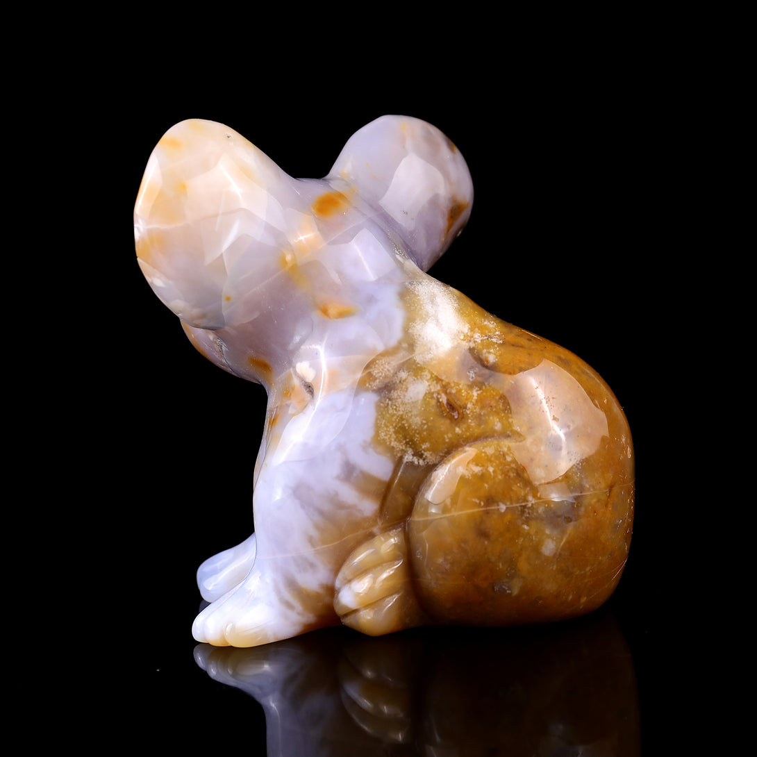 4.0" Chalcedony Hand Carved Crystal Koala Sculpture crysvibe