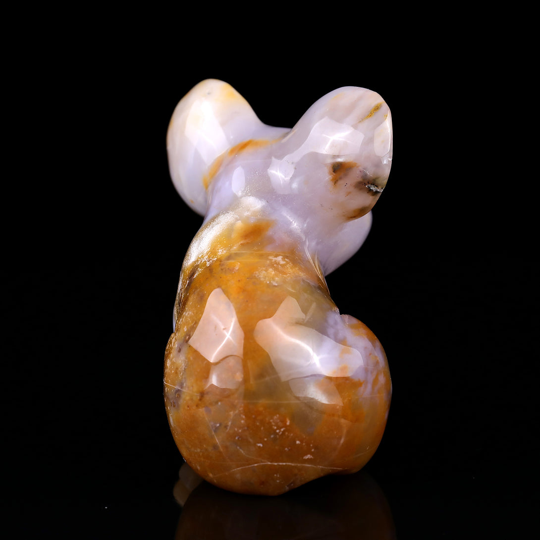 4.0" Chalcedony Hand Carved Crystal Koala Sculpture crysvibe