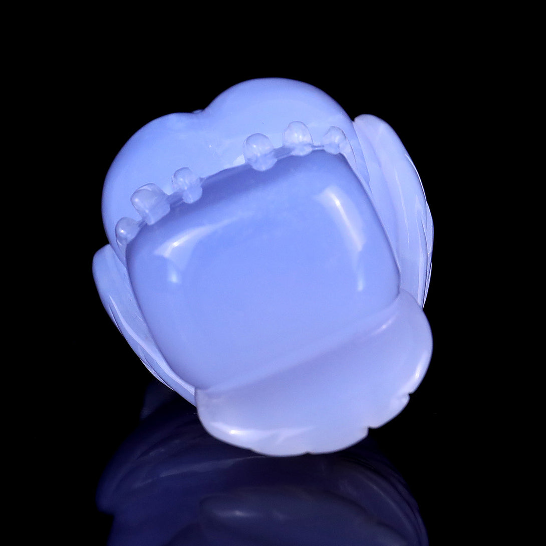 4.1" Blue Chalcedony Hand Carved Crystal Owl Sculpture crysvibe