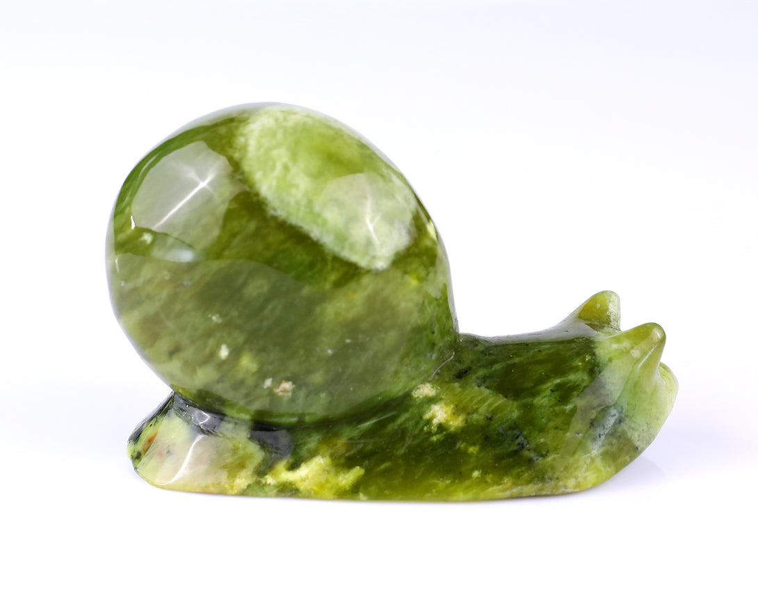 4.1" New Jade Hand Carved Crystal Snail Sculpture crysvibe