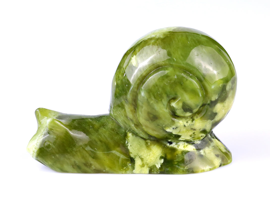 4.1" New Jade Hand Carved Crystal Snail Sculpture crysvibe