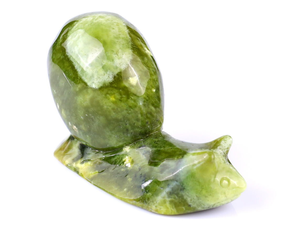 4.1" New Jade Hand Carved Crystal Snail Sculpture crysvibe