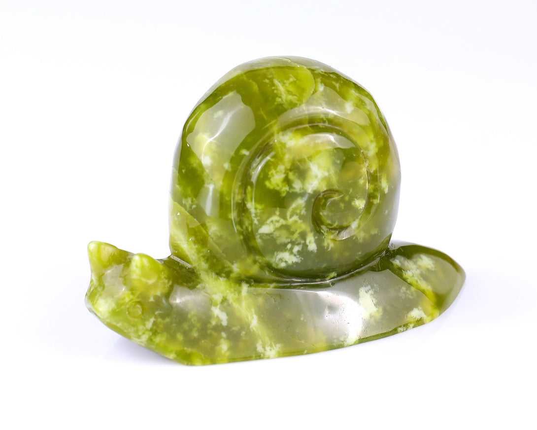 4.1" New Jade Hand Carved Crystal Snail Sculpture crysvibe